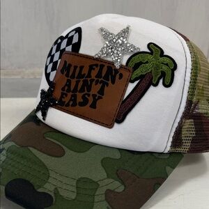 Camouflage and White Graphic Cap